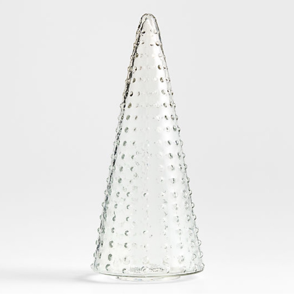 New! Crate&Barrel Winter Wonderland Clear Hobnail
Glass Holiday Tree Large 16"